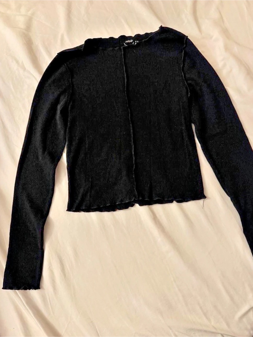 Aerie Black Ribbed Long Sleeve Size Medium